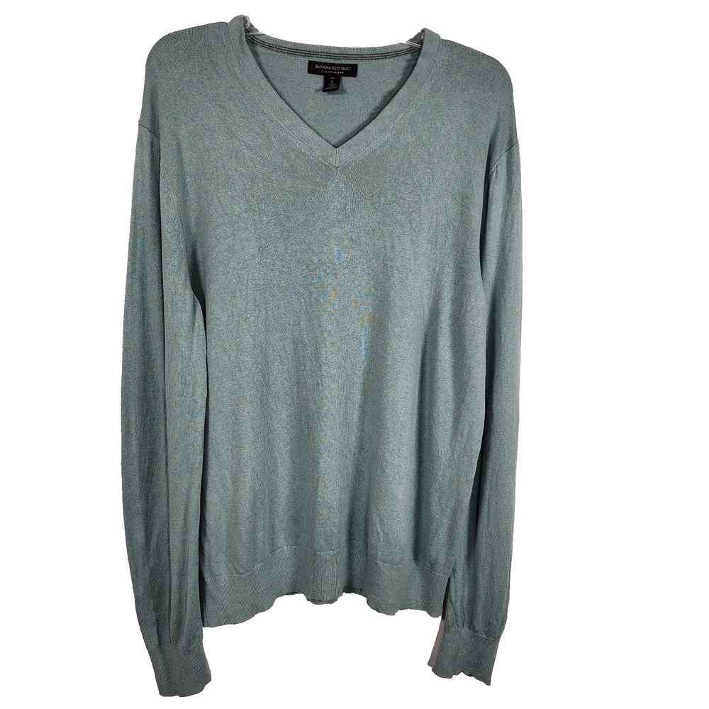 Banana Republic Luxury Sweater Mens LT Silk Cotton Cashmere V Neck Lightweight